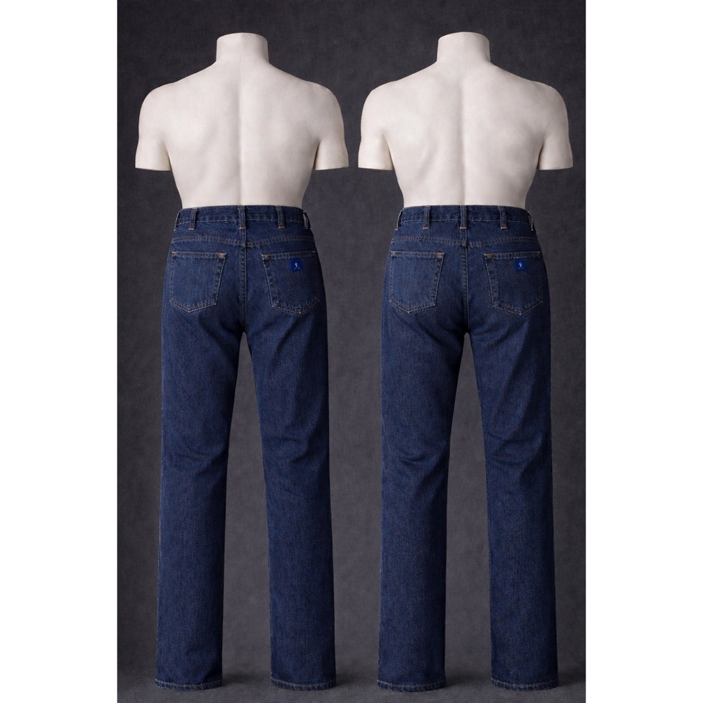 (2) RK Brand Jeans Mens 36x32 Blue Workwear Camping Hiking Rugged Five Pocket‎